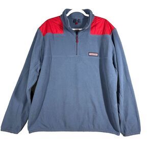 Vineyard Vines Sweater Mens XL Blue Fleece 1/4 Zip Up‎ Pullover Sweatshirt